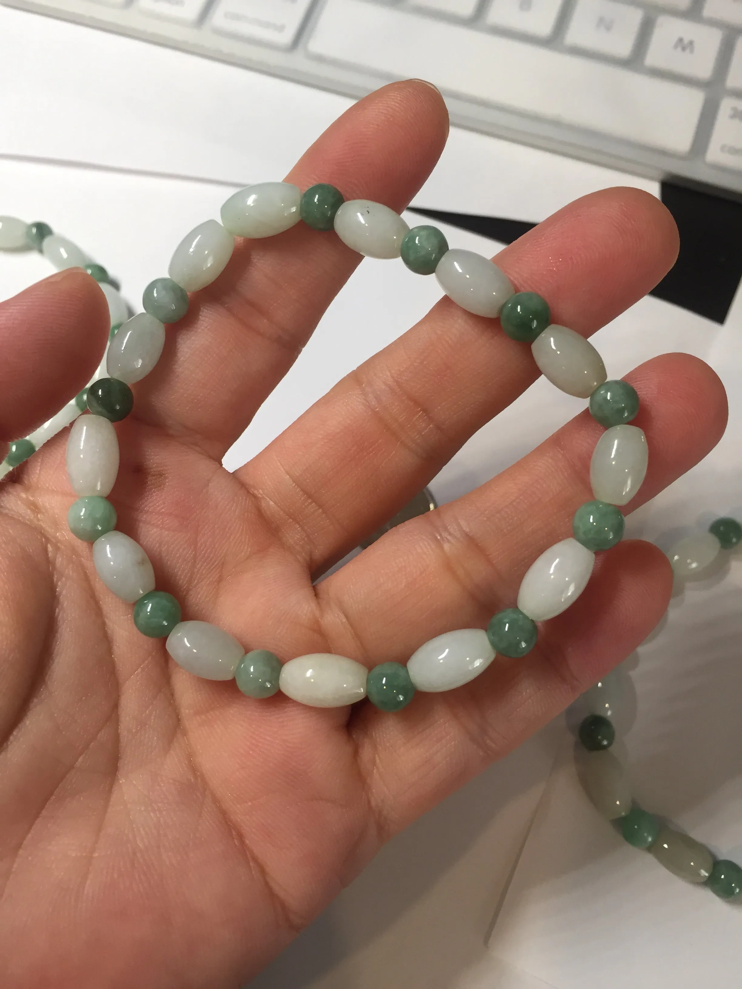 100% natural type A light green jadeite jade beads bracelet group BQ76