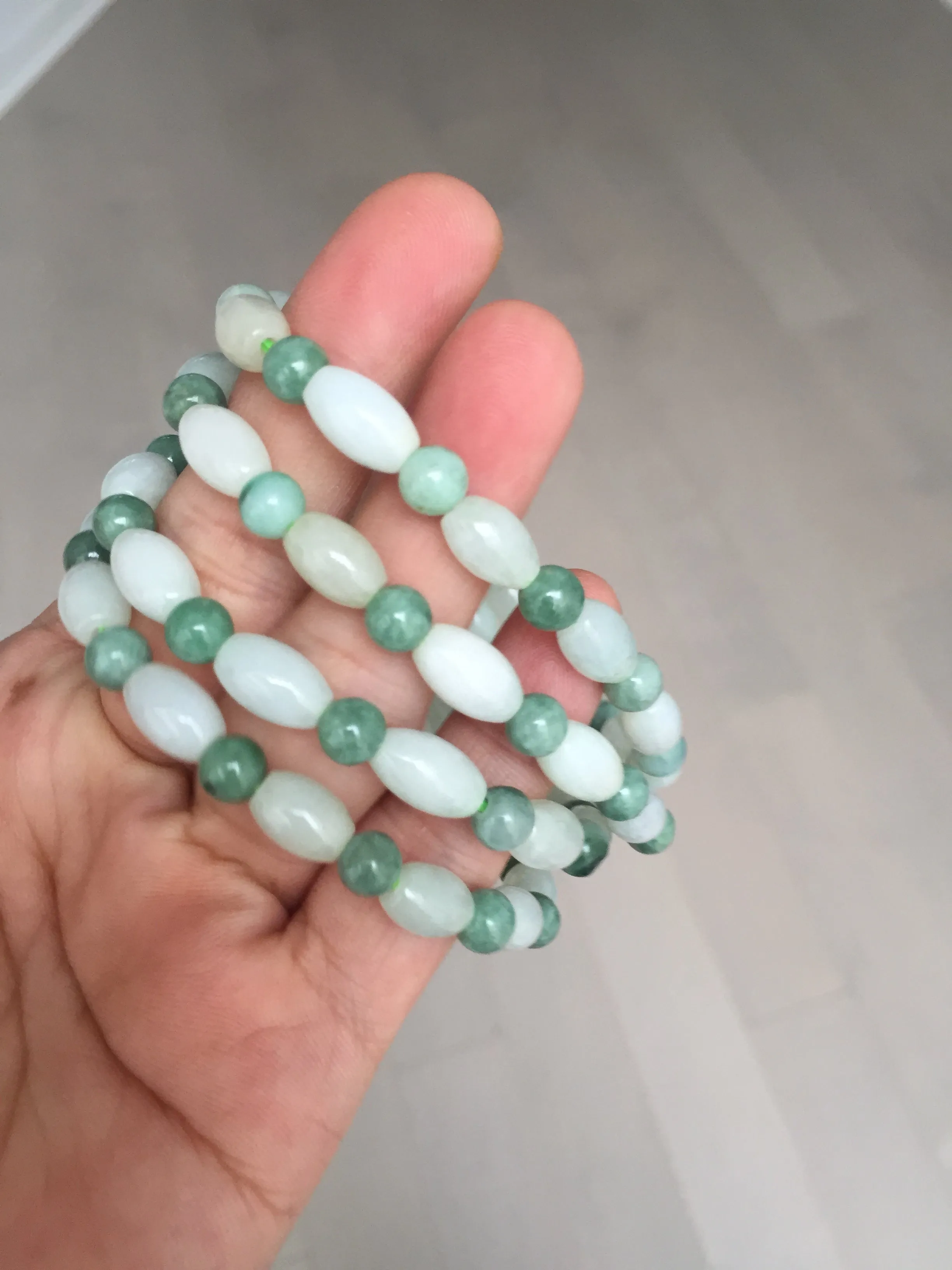 100% natural type A light green jadeite jade beads bracelet group BQ76