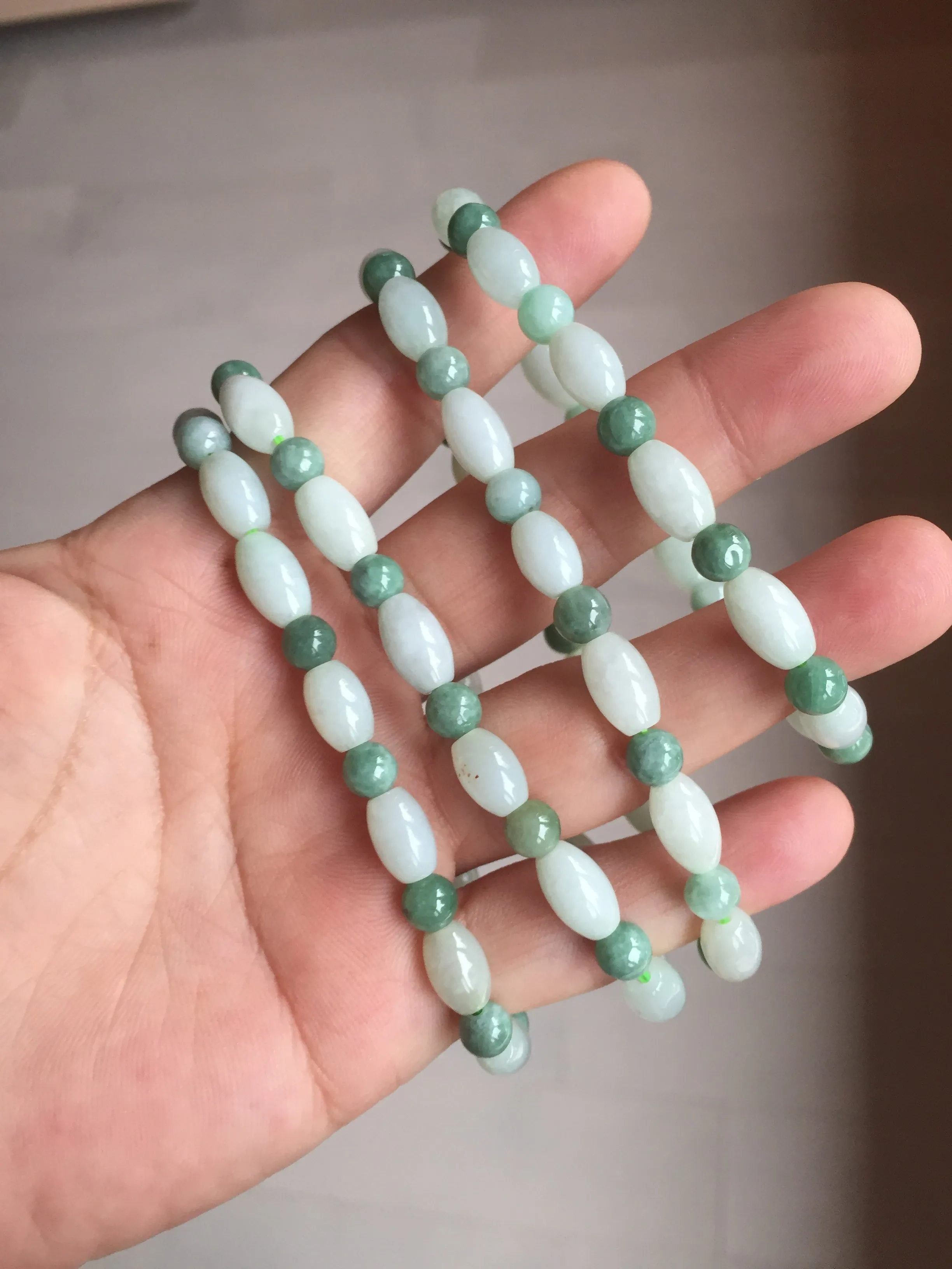 100% natural type A light green jadeite jade beads bracelet group BQ76
