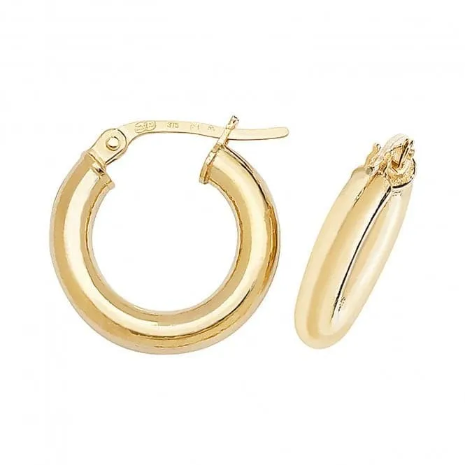 9ct Yellow Gold 10mm Hoop Earrings ER381