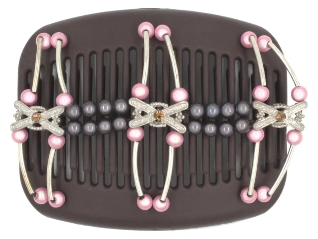African Butterfly Hair Comb - Flowers Brown 61