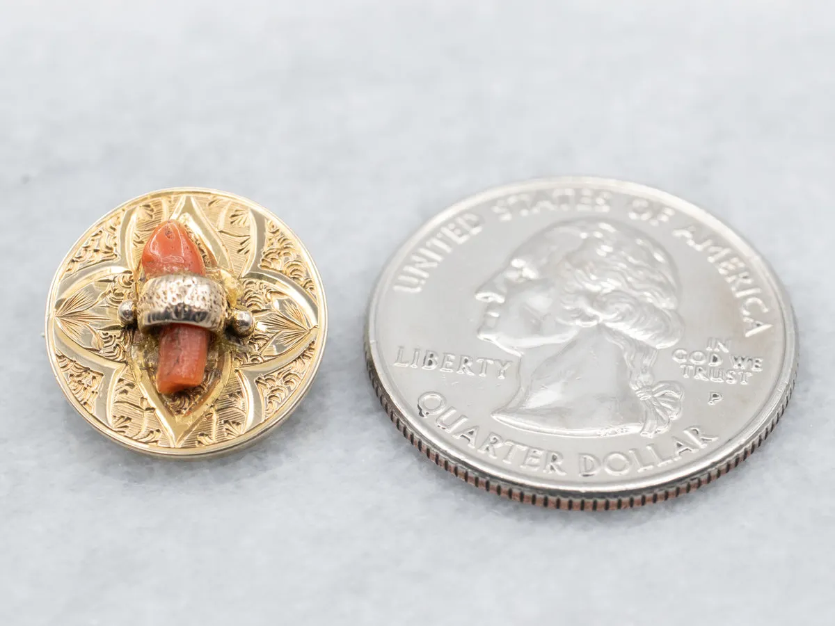Antique Floral Victorian Era Coral Brooch