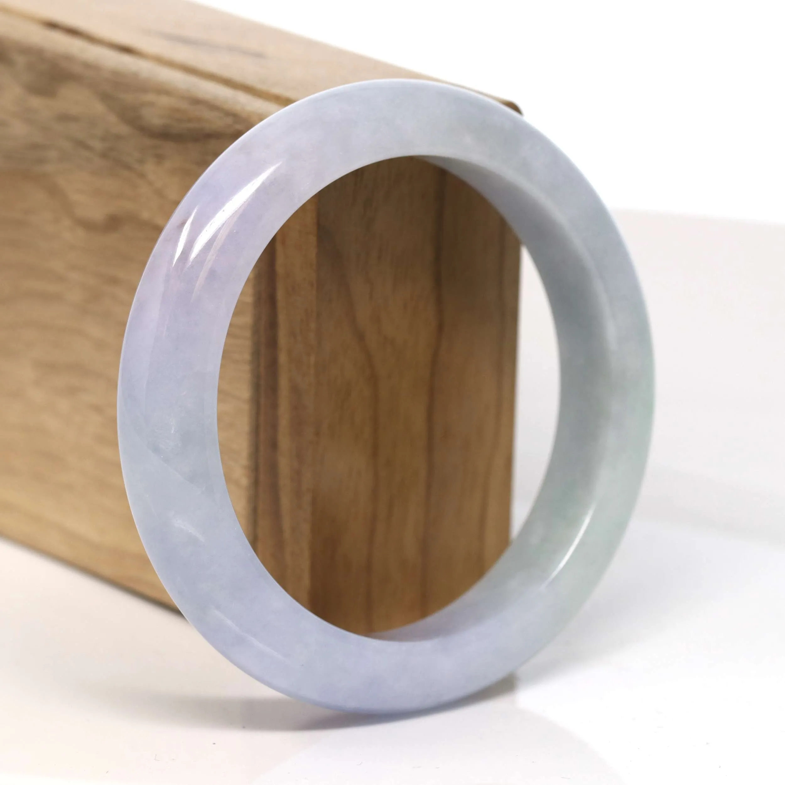 Baikalla "Half Round" Lavender Jadeite Jade Bangle Bracelet (57.61 mm) #T350