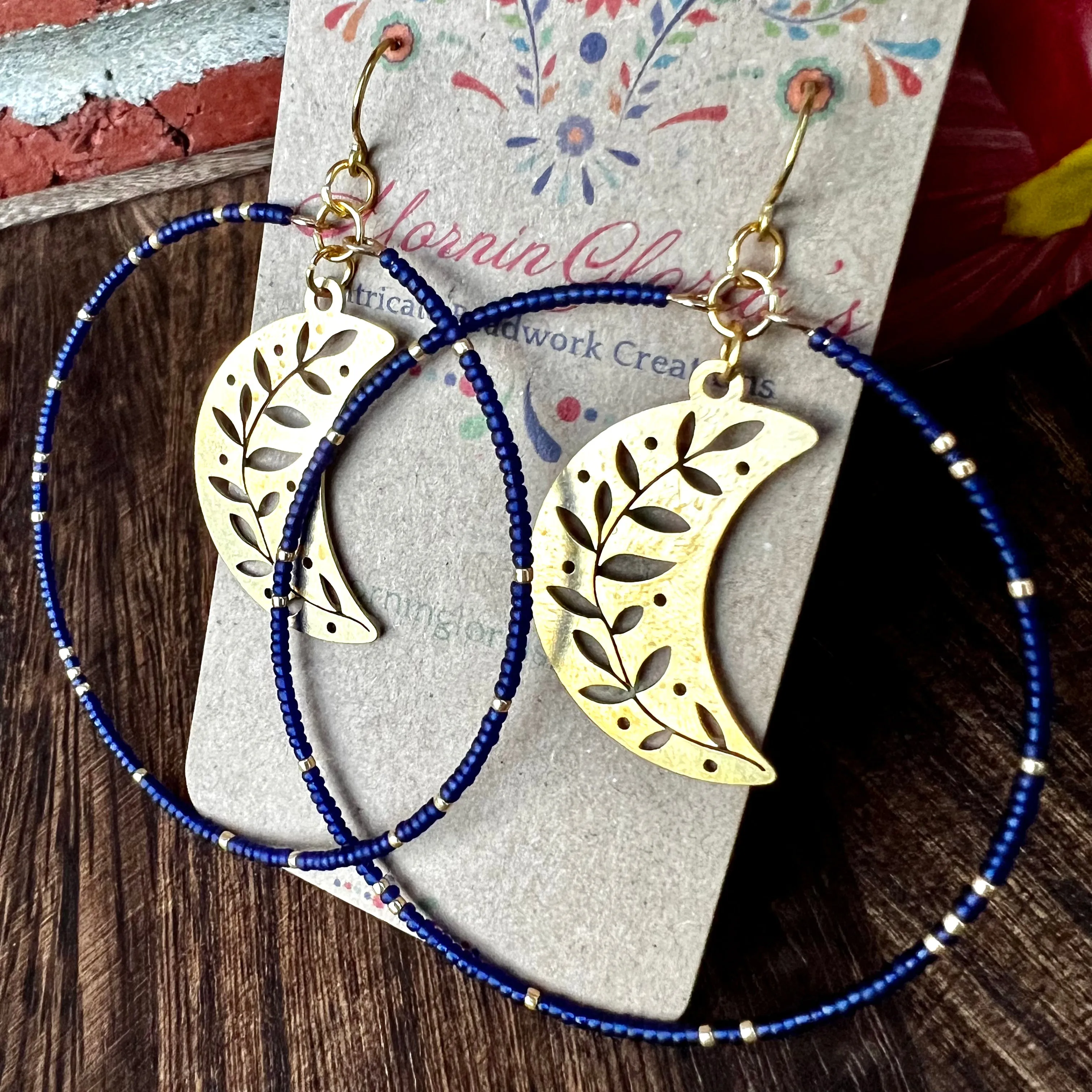 Botanical Moon Beaded Hoops