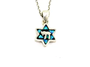 Chai Opal Mosaic Star of David Necklace
