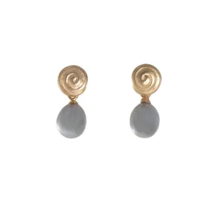 Grey Pearl Gratitude Swirl Earrings 24K Fair Trade Gold Vermeil