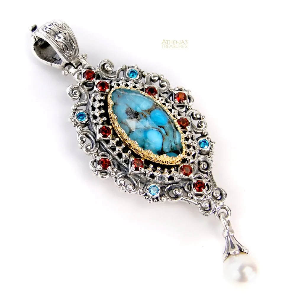 Iris Marquise Silver Face Pendant