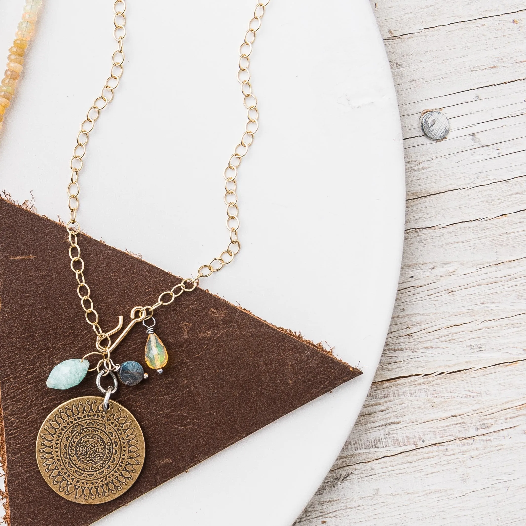 Mandala Gemstone Cluster Necklace