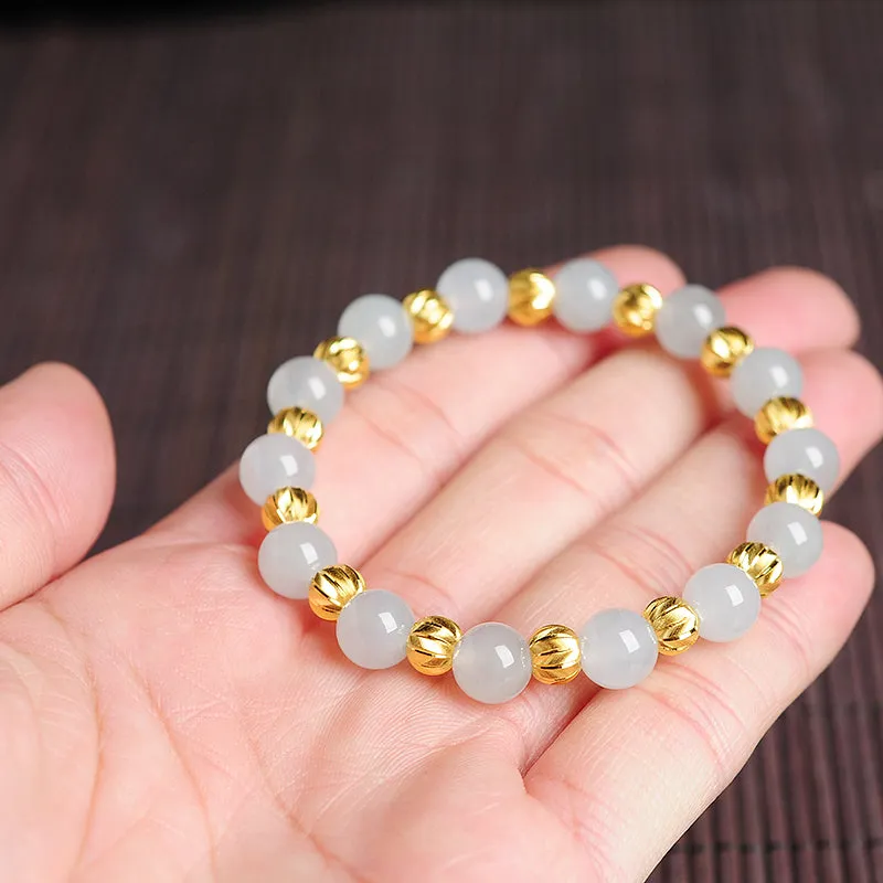 Natural Jade Bracelet Jadeite Gold Bracelet BT25