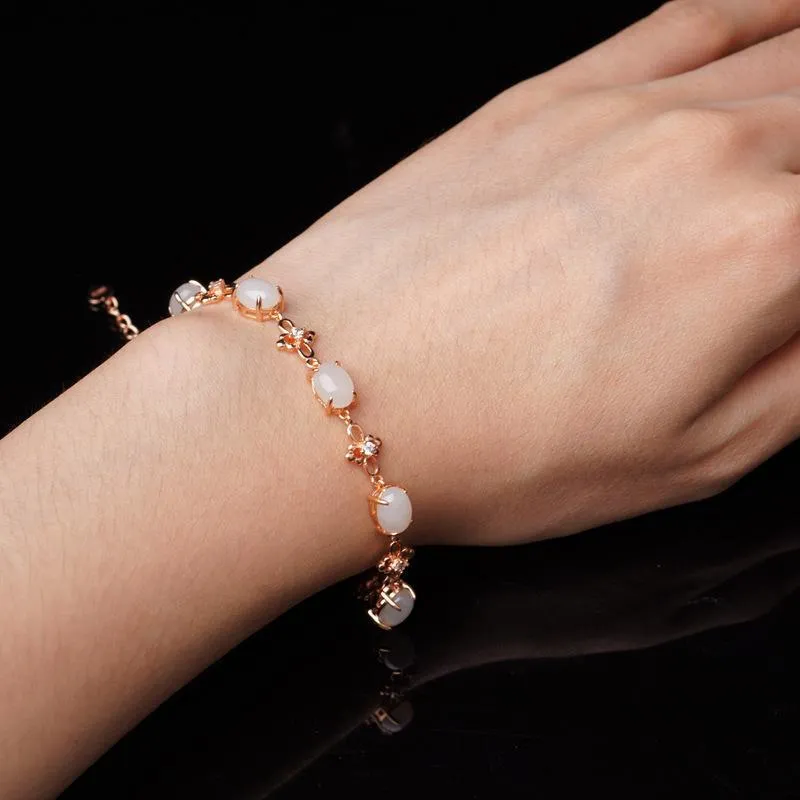 Natural Jade Bracelet Nephrite Silver Bracelet NB155