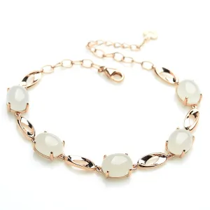 Natural Jade Bracelet Nephrite Silver Bracelet WB9