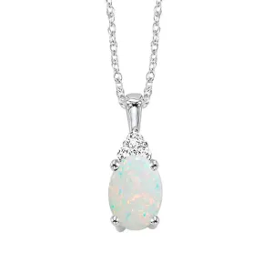 Opal and Diamond Pendant - June Birthstone