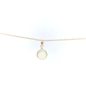 Opal Pendant Necklace - Ethiopian Opal Necklace - Round Opal Necklace